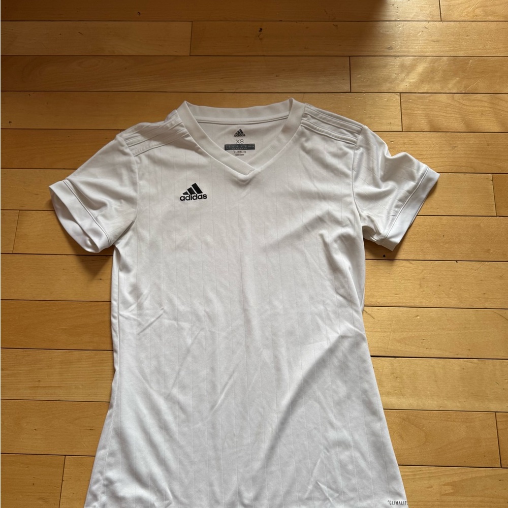 Adidas White V-Neck T-Shirt